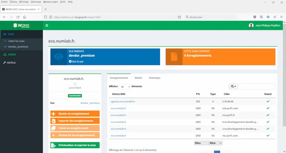 WDNS : console de management de zone DNS en self-service